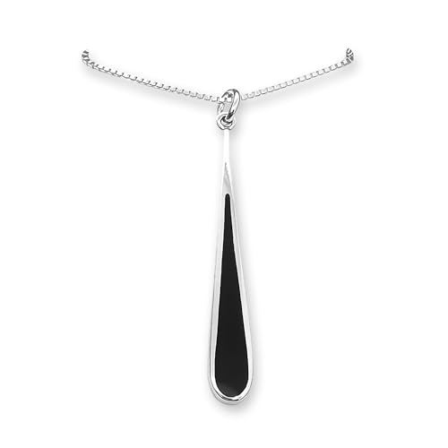 Sterling Silver Black Onyx Pendant Necklace (18 inches)