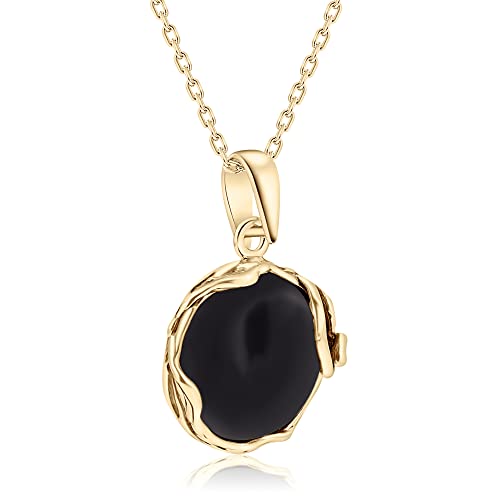 14K gold plated black onyx pendant for women