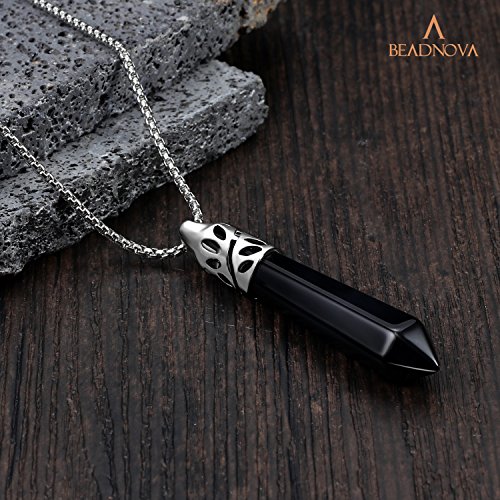 Black Onyx Crystal Pendant Necklace for Energy Healing