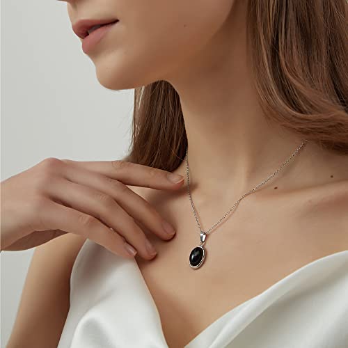 Black Onyx Pendant Necklace - 925 Silver Handmade