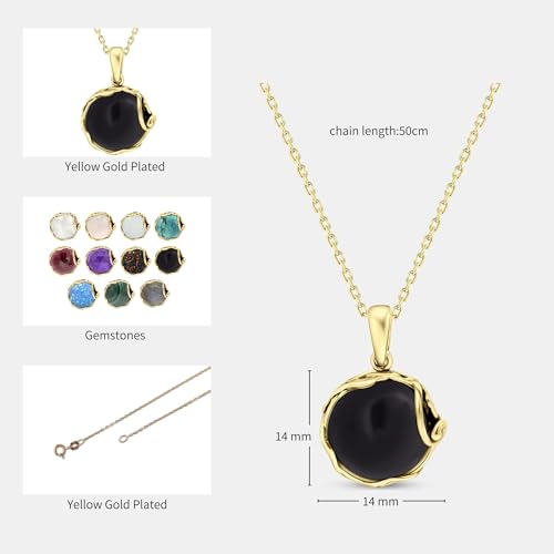 14K gold plated black onyx pendant for women