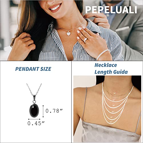 Black Onyx Pendant Necklace - 925 Silver Handmade