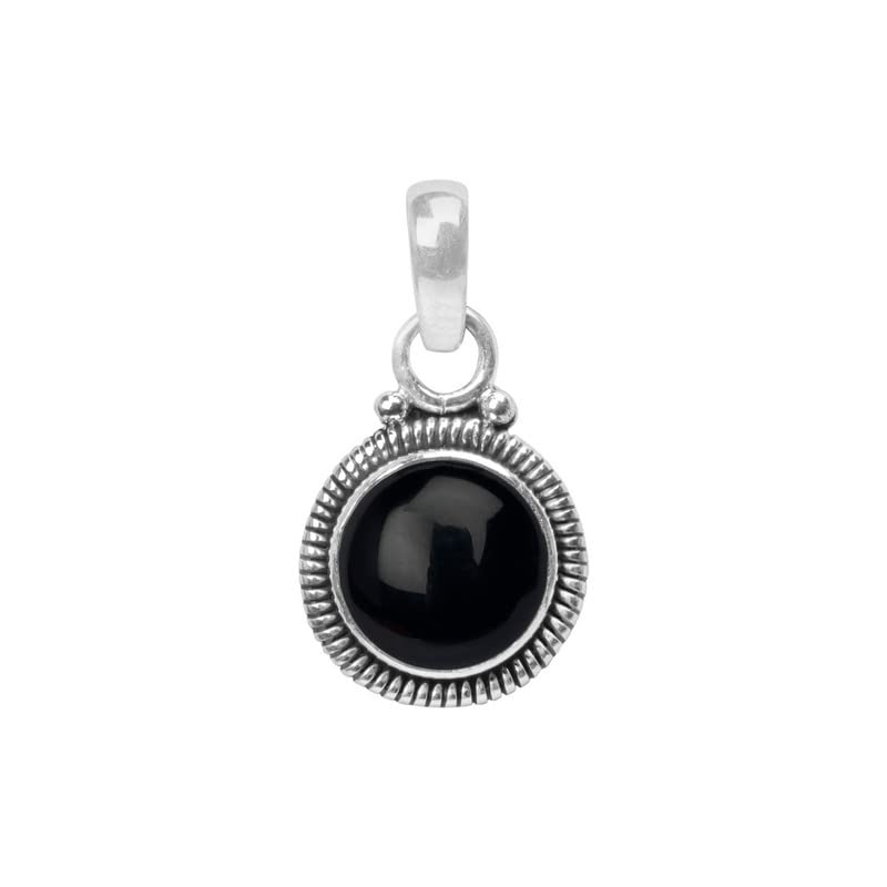 Black Onyx Stone Sterling Silver Pendant Necklace Women