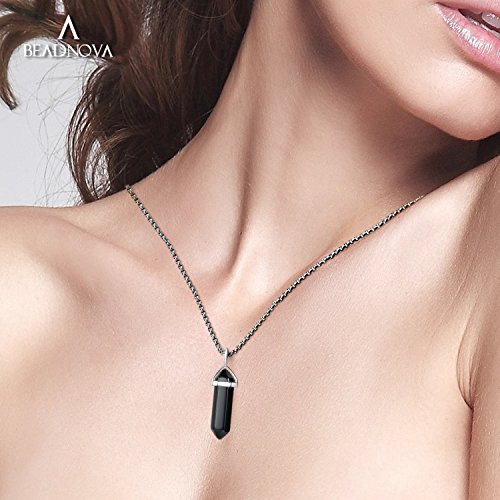 Black Onyx Gemstone Necklace for Women and Men