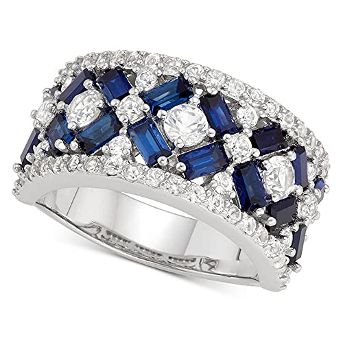 Topaz Sapphire Wedding Ring Band in 925 Silver