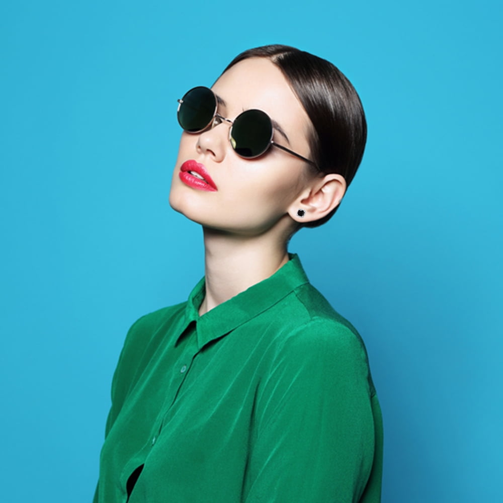 10k Yellow Gold Aquamarine Sapphire Stud Earrings