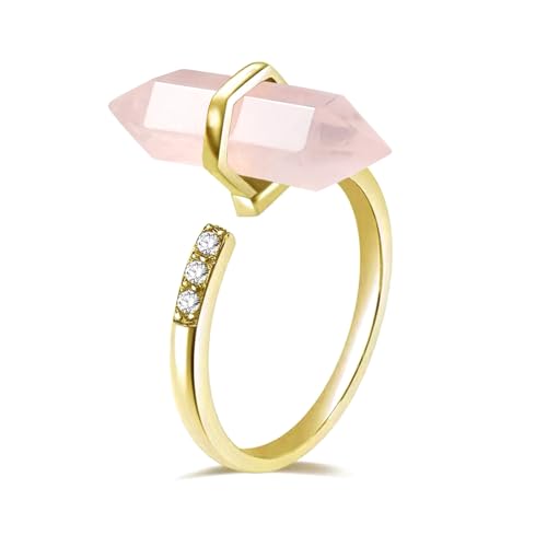 Pink Crystal Gold Plated Adjustable Ring for Women