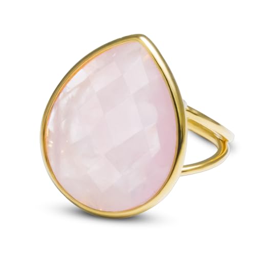 LDADAN Crystal Teardrop Gemstone Ring for Women