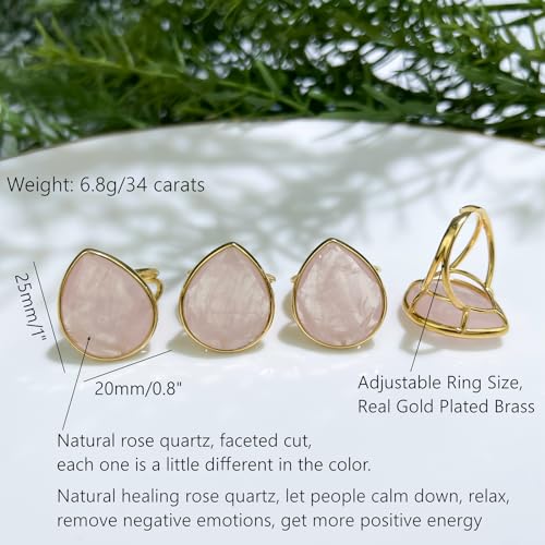 LDADAN Crystal Teardrop Gemstone Ring for Women
