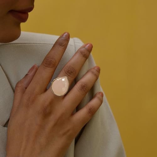 LDADAN Crystal Teardrop Gemstone Ring for Women