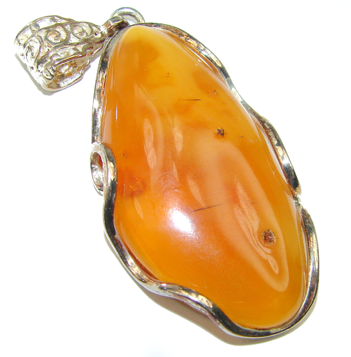 Handcrafted Baltic Polish Amber Pendant in .925 Silver
