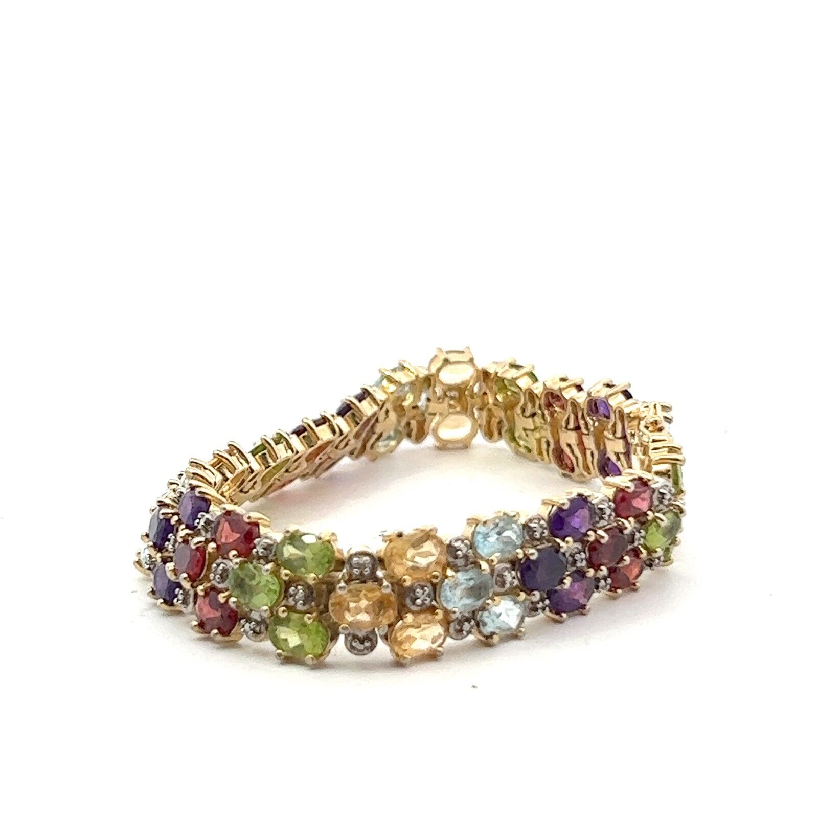 Gemstone Cluster 13ctw Gold-Plated Sterling Bracelet