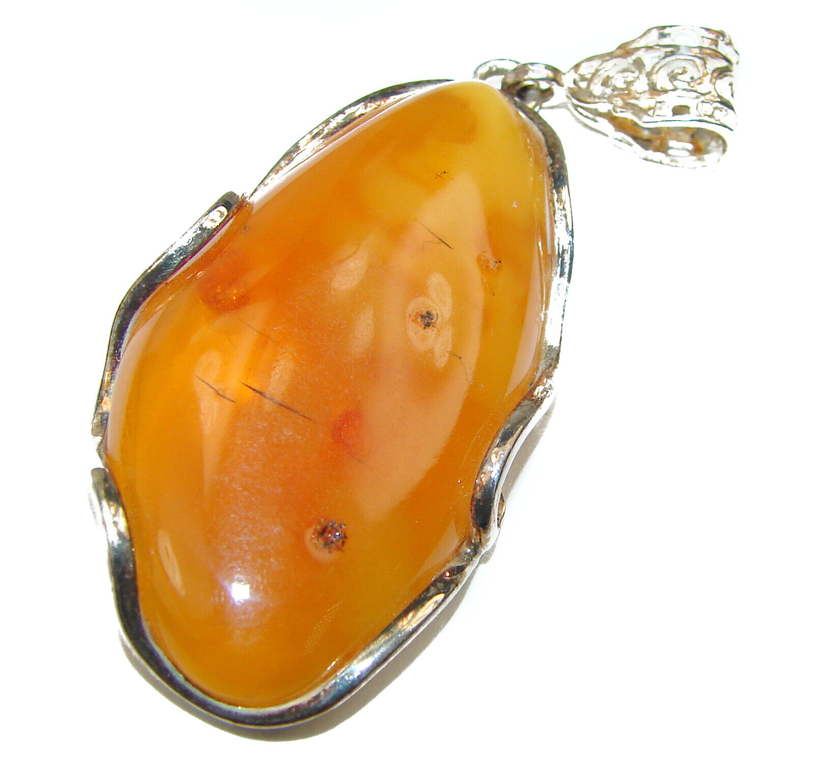 Handcrafted Baltic Polish Amber Pendant in .925 Silver