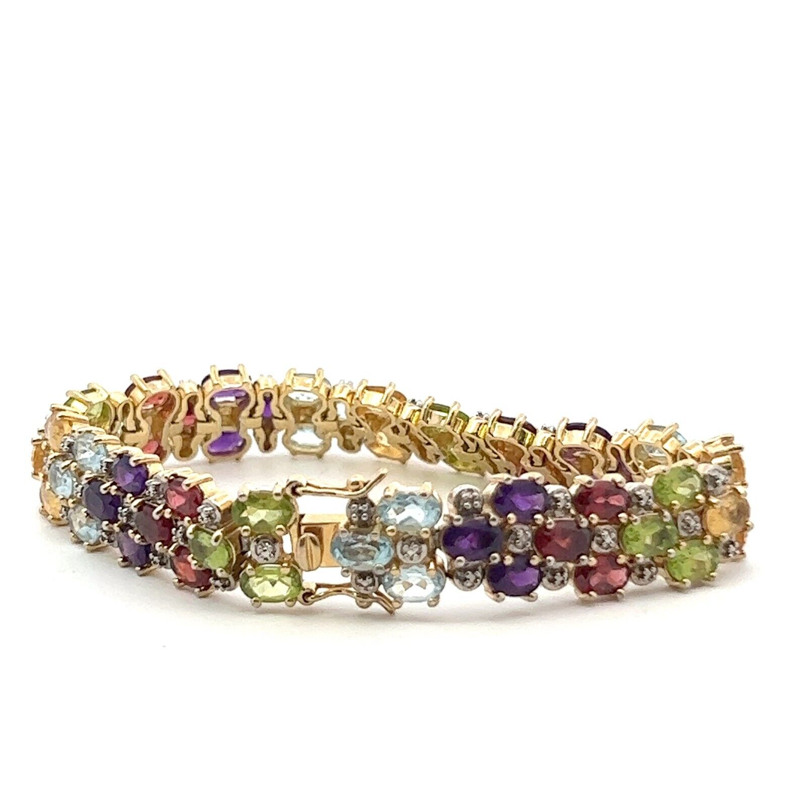 Gemstone Cluster 13ctw Gold-Plated Sterling Bracelet