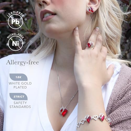 Rainbow Blue Birthstone Heart Pendant Necklace - Gift for Her