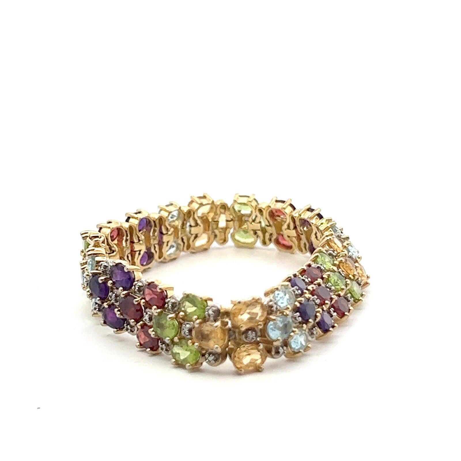 Gemstone Cluster 13ctw Gold-Plated Sterling Bracelet