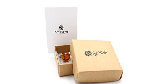 Cognac Amber Pendant with Sterling Silver Loop | Amber Jewelry