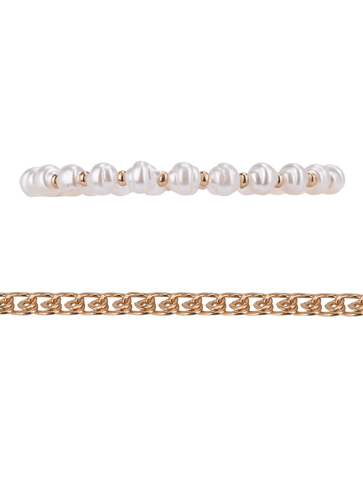 Gold Tone and Faux Pearl Bracelet Set, 4-Piece