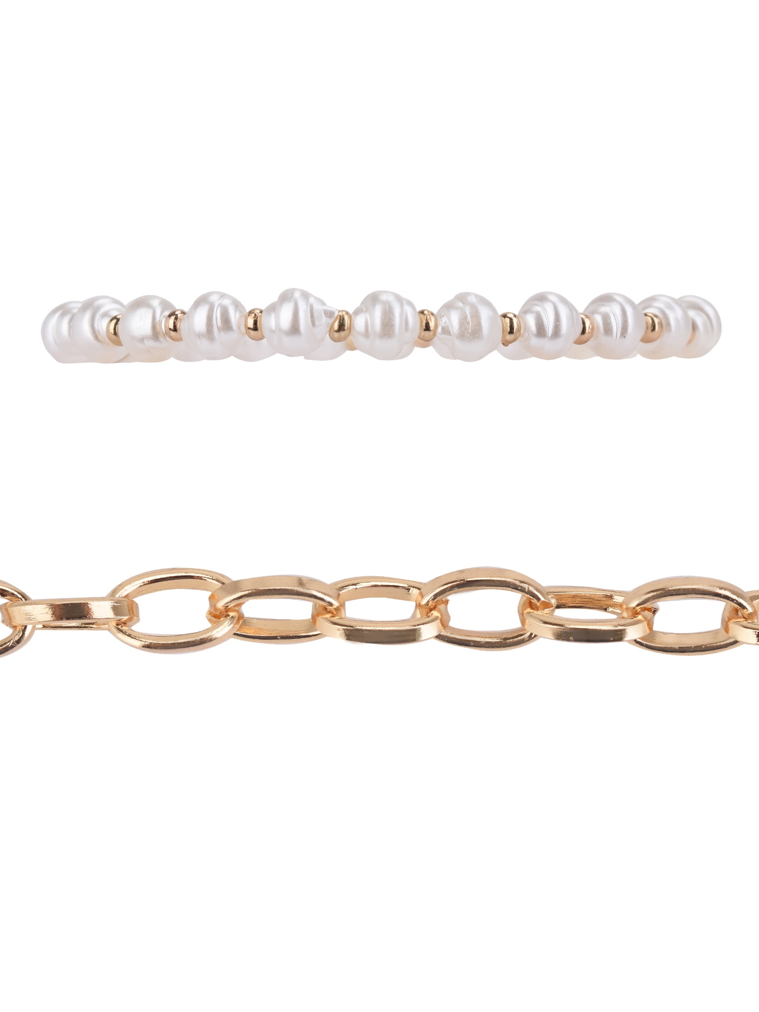 Gold Tone and Faux Pearl Bracelet Set, 4-Piece