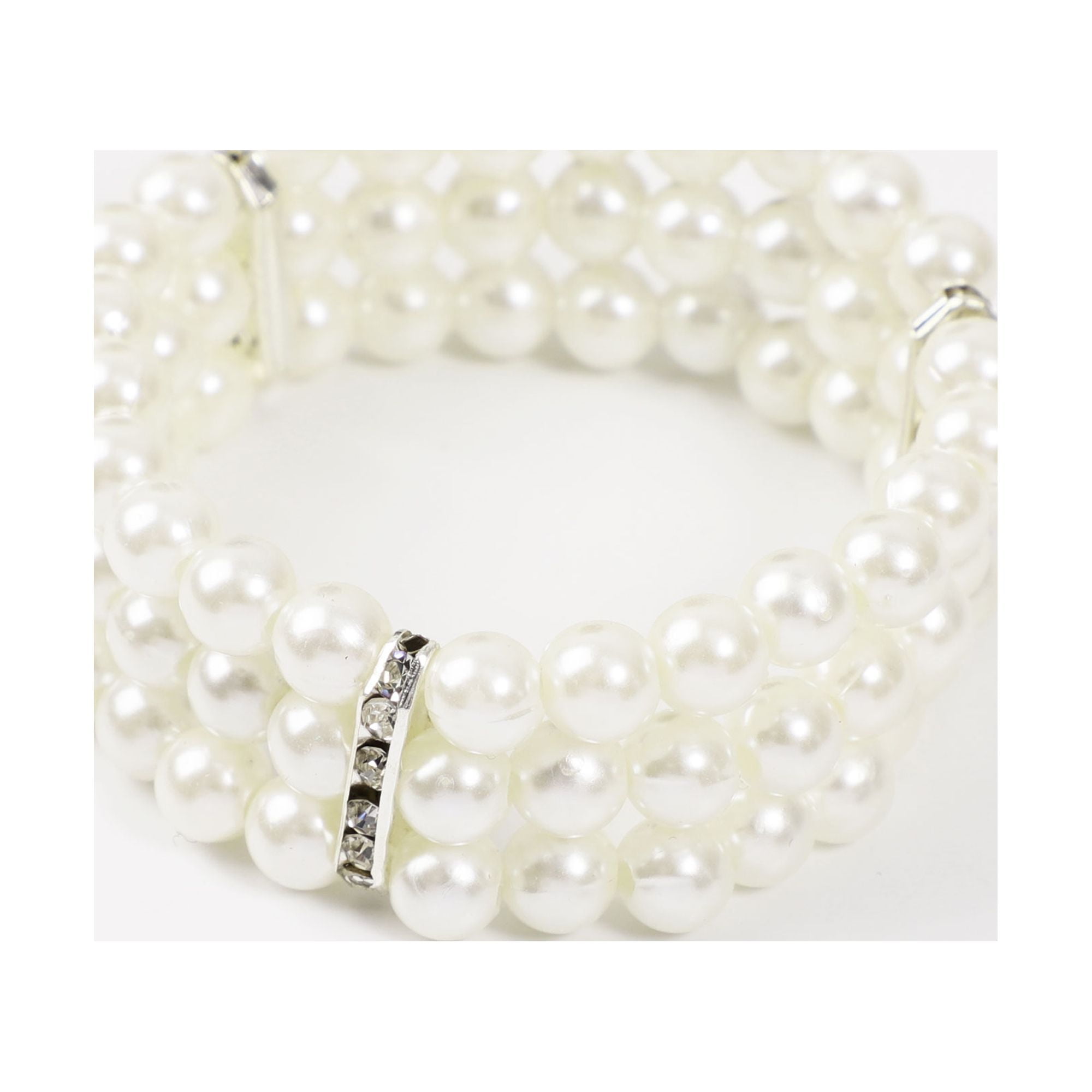 Grey and White Imitation Pearls Stretch Bracelet for Women