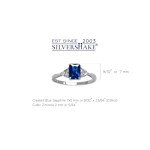Blue Sapphire Octagon Sterling Silver Engagement Ring, Size 6.5
