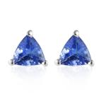 Blue Tanzanite Solitaire Stud Birthstone Earrings Silver Gemstone