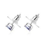 Blue Tanzanite Solitaire Stud Birthstone Earrings Silver Gemstone