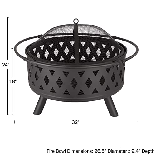 32-Inch Outdoor Wood Burning Fire Pit by Pure Garden