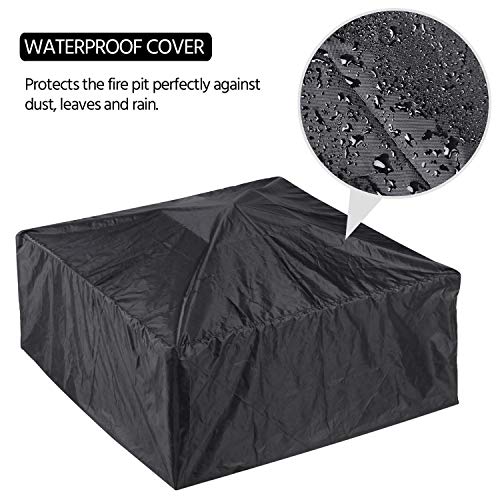 Yaheetech 32in Square Metal Fire Pit Table: Multifunctional