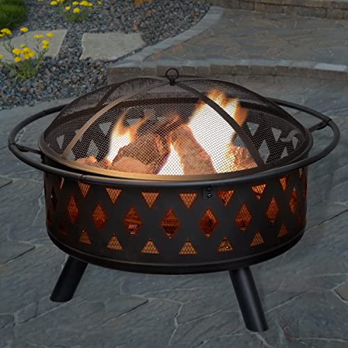 32-Inch Outdoor Wood Burning Fire Pit by Pure Garden