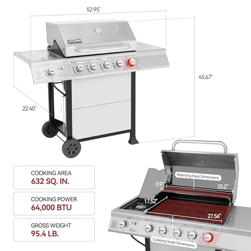 Royal Gourmet 5-Burner BBQ Propane Grill with Sear-Side