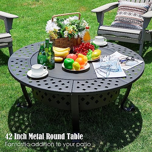 PAPABABE 42" Outdoor Fire Pit with 2 Grill