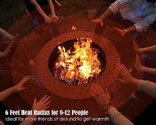 PAPABABE 42" Outdoor Fire Pit with 2 Grill