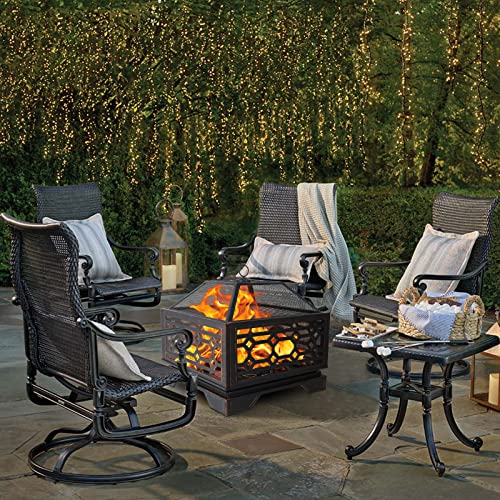 Hykolity 26" Outdoor Fire Pit Square with Cooking Grate
