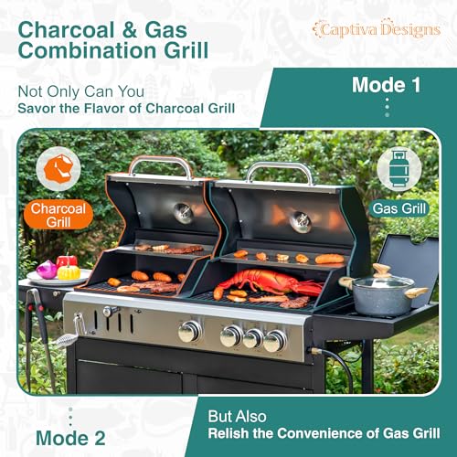 Captiva Designs Dual Fuel BBQ Grill, Side Burner