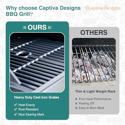 Captiva Designs Dual Fuel BBQ Grill, Side Burner