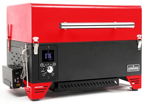 ASMOKE Portable Pellet Grill & Smoker - Red, 256 sq