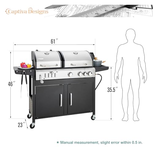 Captiva Designs Dual Fuel BBQ Grill, Side Burner