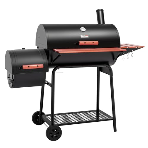 Royal Gourmet Barrel Charcoal Grill with Side Table