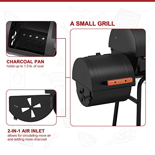 Royal Gourmet Barrel Charcoal Grill with Side Table