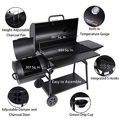 Royal Gourmet CC2036F Charcoal BBQ Barrel Grill Combo
