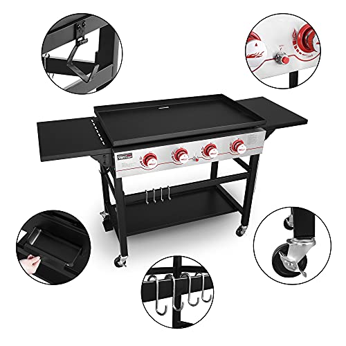 36" Royal Gourmet Propane Gas Grill Griddle BBQ Smoke