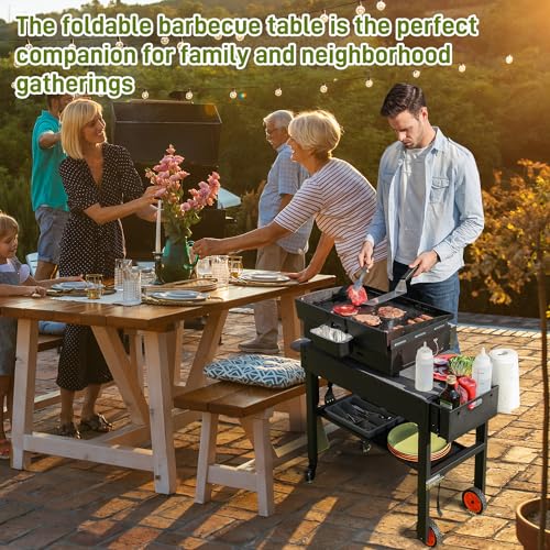 Portable Outdoor BBQ Grill Stand with Wheels