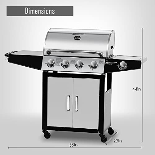 MASTER COOK 4-Burner Gas BBQ Grill with Side Burner