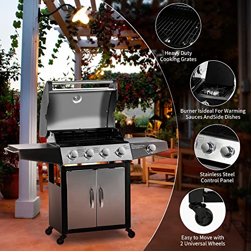 MASTER COOK 4-Burner Gas BBQ Grill with Side Burner