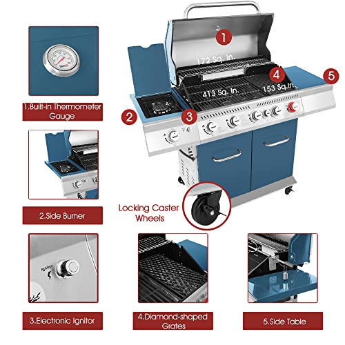 Royal Gourmet 5-Burner BBQ Gas Grill with Rotisserie