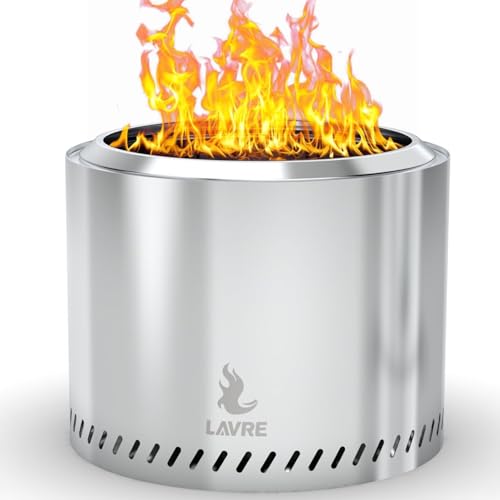 OutVue 15 inch Stainless Steel Smokeless Fire Pit, Portable Outdoor Smokeless Firepit, Wood Burning Fire Pits for Camping, Bonfire, Low Smoke Firepit for Outside(15 inch)