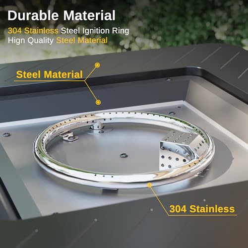 EAST OAK 28'' Propane Fire Pit Table, 50,000 BTU Steel Gas FirePit for Outdoor, Outside Patio Deck and Garden, CSA Certified Fire Table with Magnetic Lid, Cover-Storage Basket and Lava Rock , Black