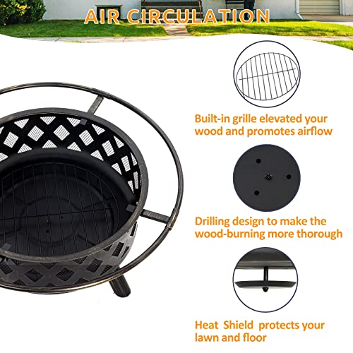 30 Inch BBQ Fire Pit with Cooking Grate