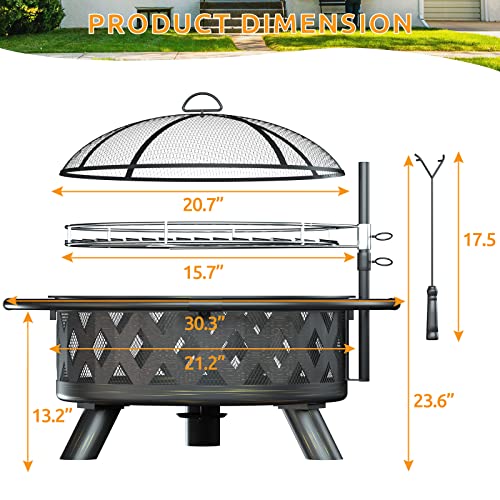 30 Inch BBQ Fire Pit with Cooking Grate